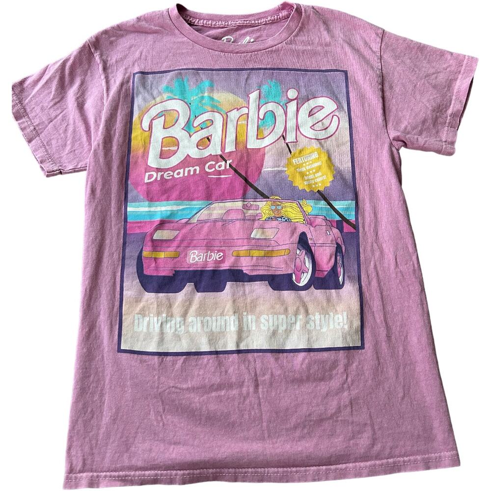 RARE EUC Vintage Barbie Pink Barbie Dream Car Graphic Print Tee Shirt Wms Small